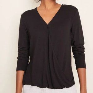 Ann Taylor Black Bubble Hem Wrap Top - Women's Size S